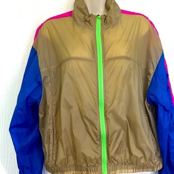 Fabletics - Bright Color Block Payton Woven Light Weight Windbreaker Size Large - Picture 3 of 12